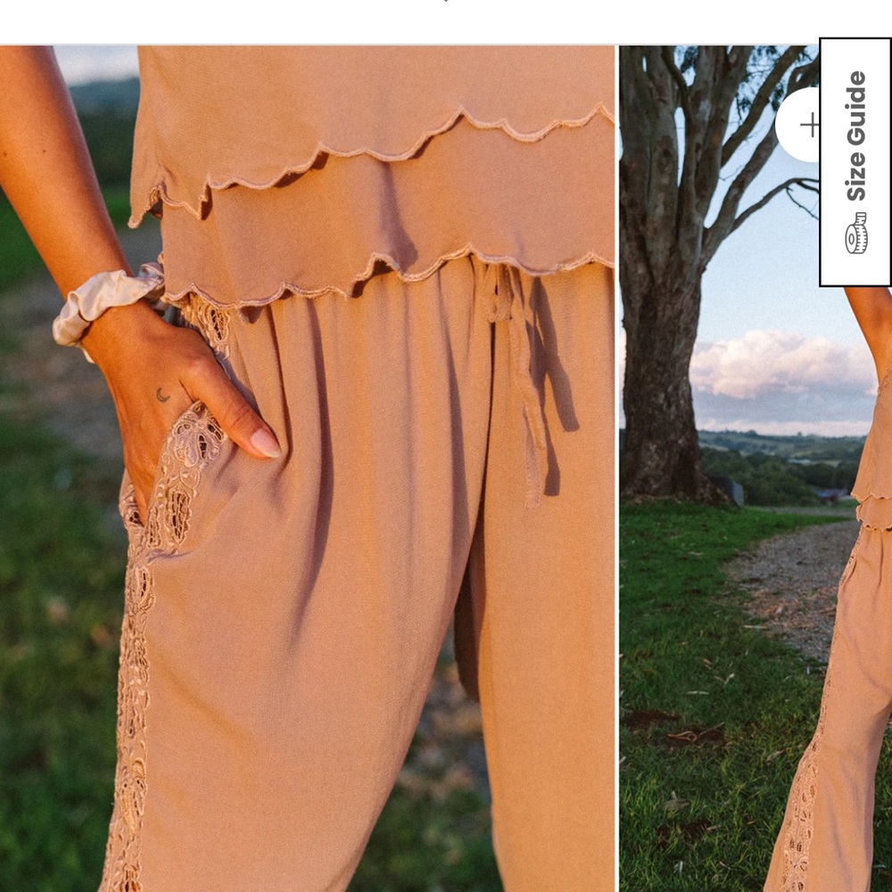 Tulle and Batiste Lotus Flare Pants in Camel